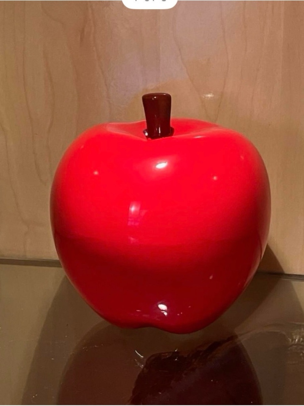 Large Glossy Red Ceramic Apple Sculpture Figurine Decor 6”